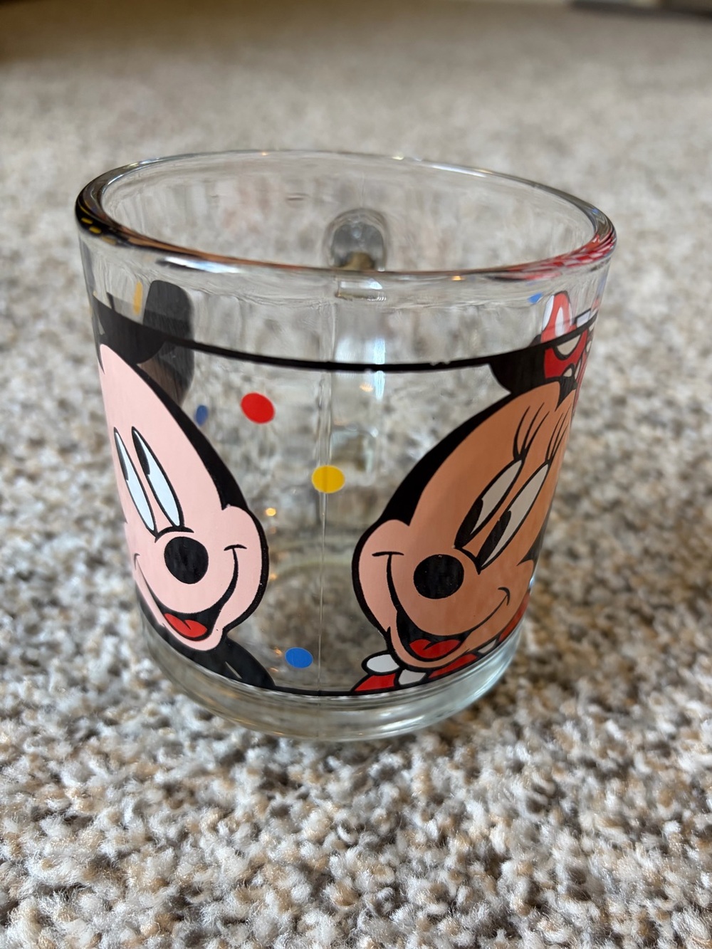 Vintage Mickey & Minnie Glass Mug